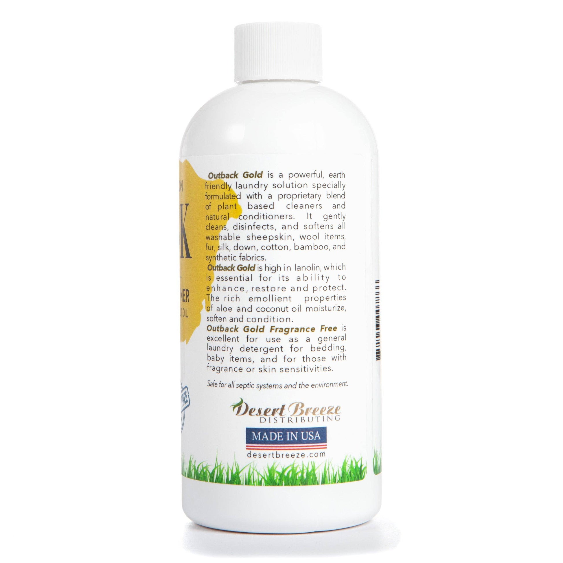 Outback Gold Wool Wash, 16 oz, Fragrance Free from Desert Breeze Distributing - Maine Yarn & Fiber Supply