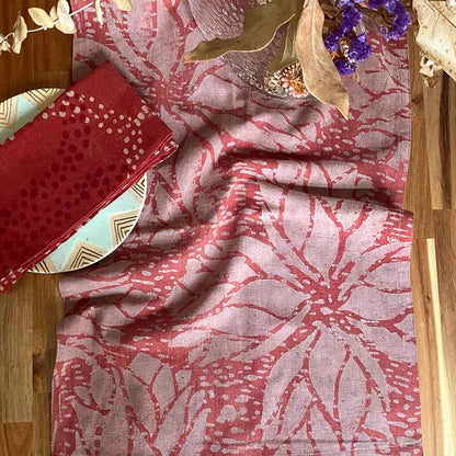 Rosette Pink Block Print Cotton Linens Table Runner by Ichcha
