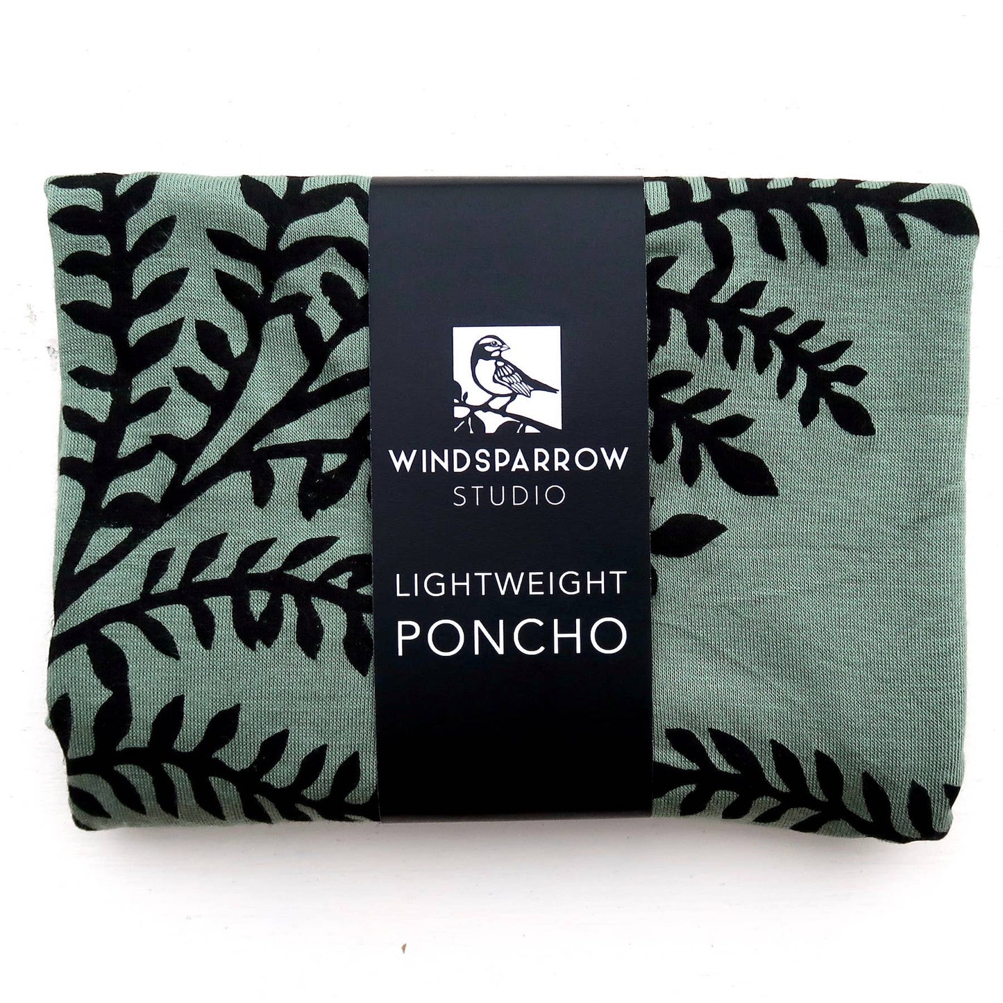 Leafy Branch Poncho (black ink) by Windsparrow Studio - Maine Yarn & Fiber Supply