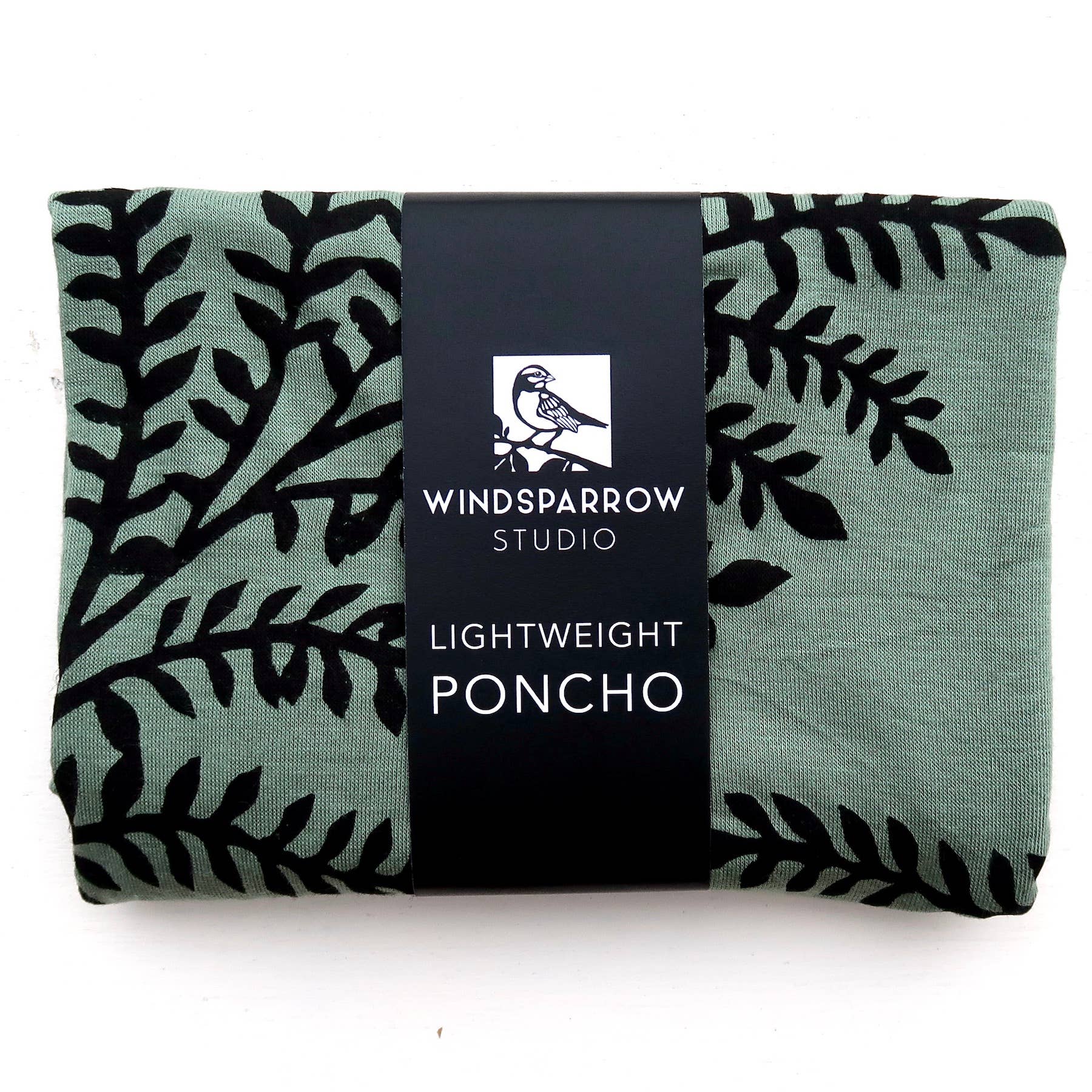 Leafy Branch Poncho (black ink) by Windsparrow Studio - Maine Yarn & Fiber Supply