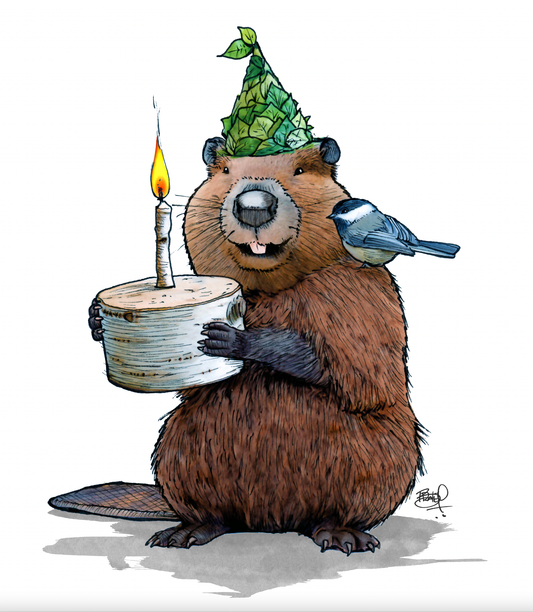 Birchday Cake Greeting Card (blank inside) by Shawn Braley Illustration