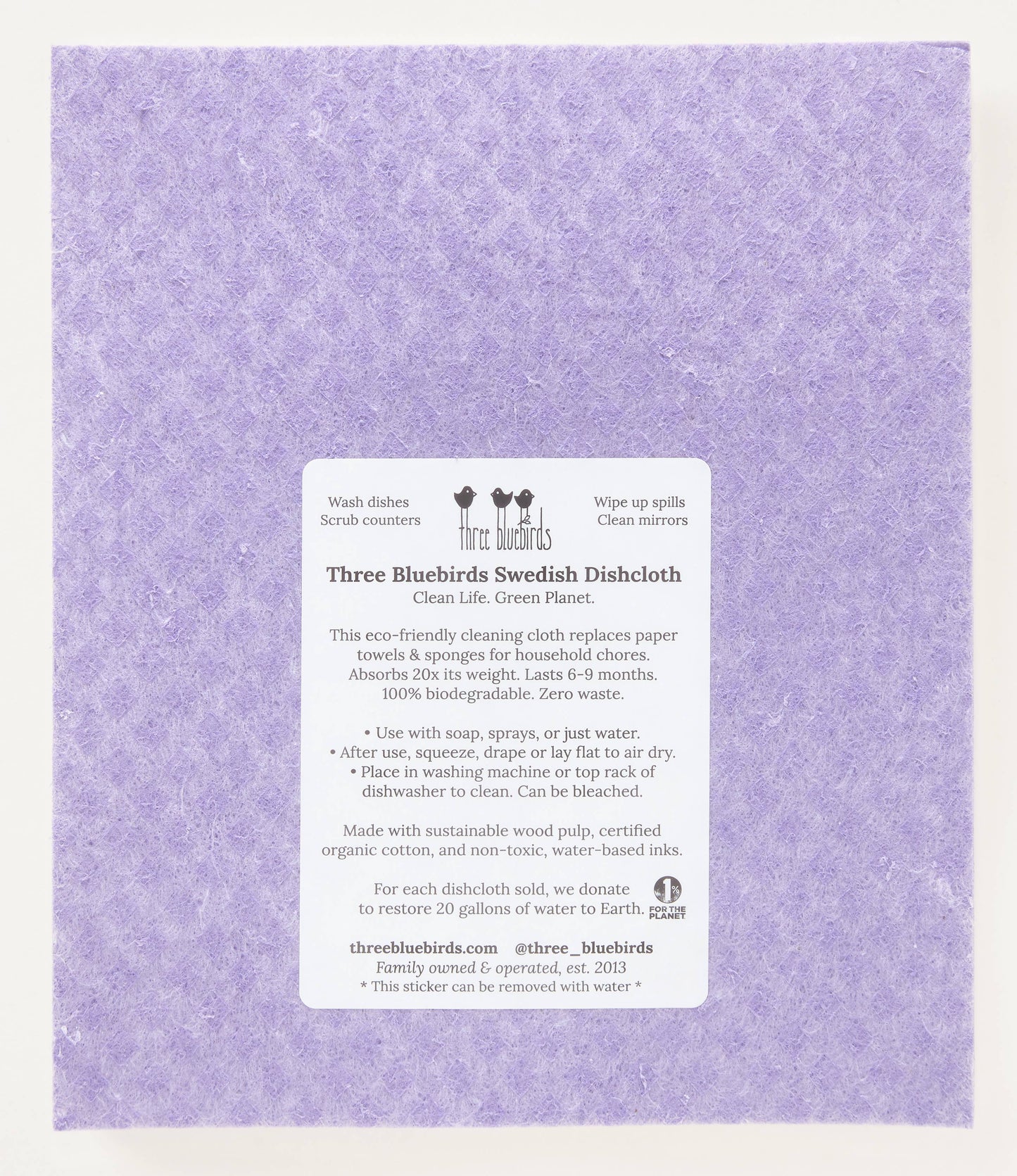 Flower Power (Violet) - Swedish Dishcloths by Three Blue Birds