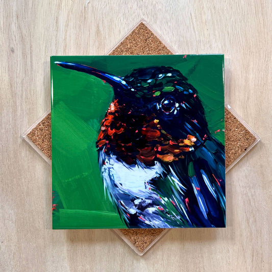 Emerald Ruby-throated Hummingbird Trivet by Art by Alyssa - Maine Yarn & Fiber Supply