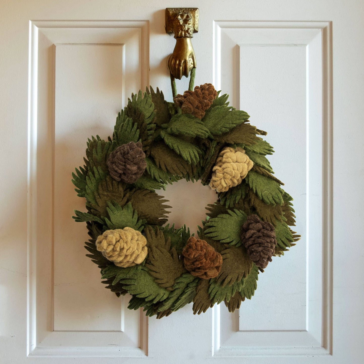 Felted Wool Pine Cone Wreath Christmas Decor from The Winding Road