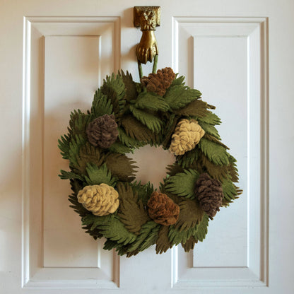 Felted Wool Pine Cone Wreath Christmas Decor from The Winding Road