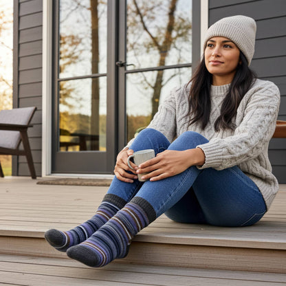 Dahlia Stripe Alpaca Socks by Shupaca Alpaca - Maine Yarn & Fiber Supply