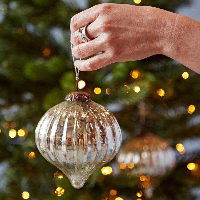 Large Antique Effect Glass Christmas Baubles by Paper High UK