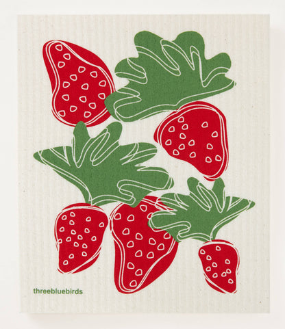 Strawberries - Swedish Dishcloths by Three Blue Birds