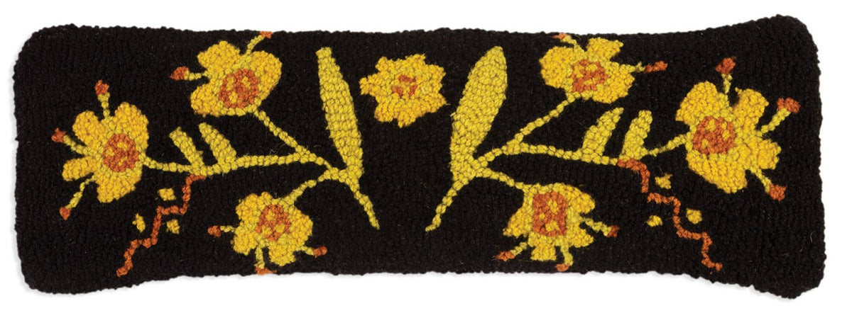 Chandler 4 Corners - Folklorica Black 8x24 lumbar pillow with flowers - Maine Yarn & Fiber Supply