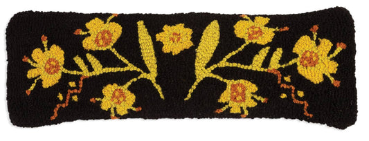 Chandler 4 Corners - Folklorica Black 8x24 lumbar pillow with flowers - Maine Yarn & Fiber Supply