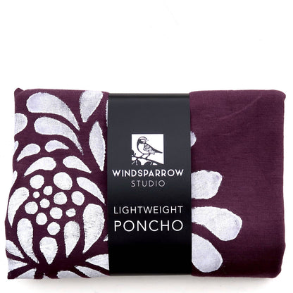 Chrysanthemum Poncho (white ink) by Windsparrow Studio - Maine Yarn & Fiber Supply
