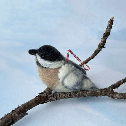 Black Capped Chickadee Felt Wool Ornament by Ornaments 4 Orphans