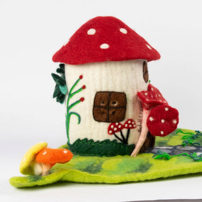 Magic Mushroom Felt Fairy PlayHouse for Finger Puppets from The Winding Road