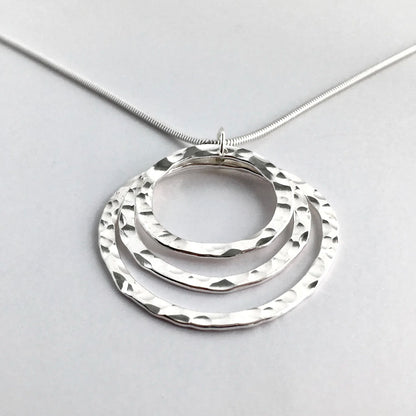 Hammered Sterling Silver Triple Sig Stack Necklace by Cullen Jewelry Design
