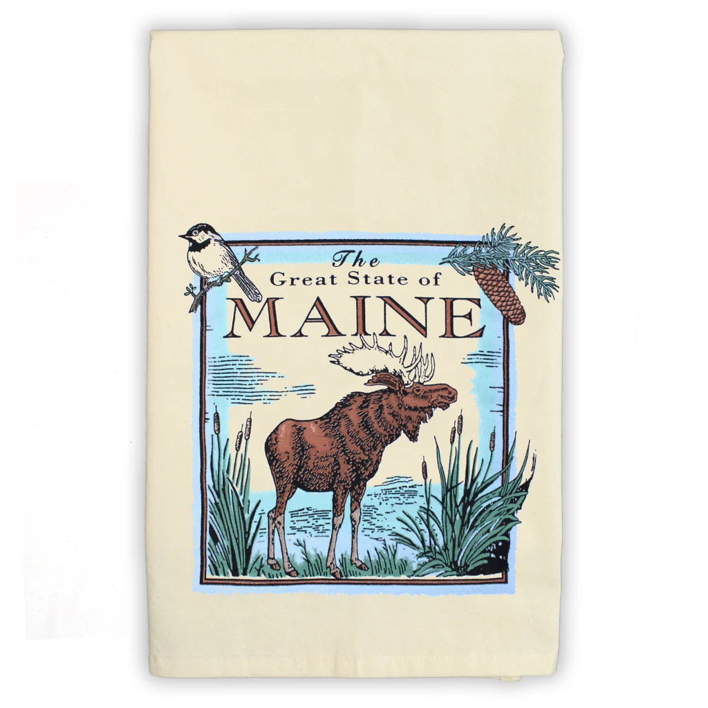 Great State of Maine - Flour Sack Tea Towel by Liberty Graphics