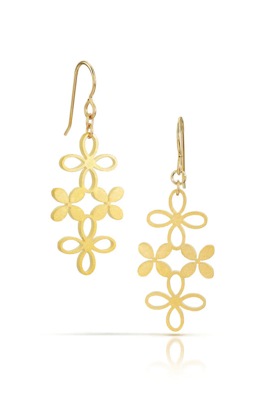 Hydrangea Earrings in 18k Gold Plated by Spark Metal Studio - Maine Yarn & Fiber Supply