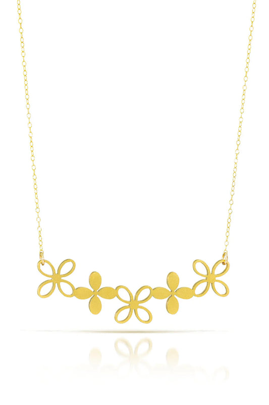 18k gold-plated Hydrangea Necklace by Spark Metal Studio - Maine Yarn & Fiber Supply