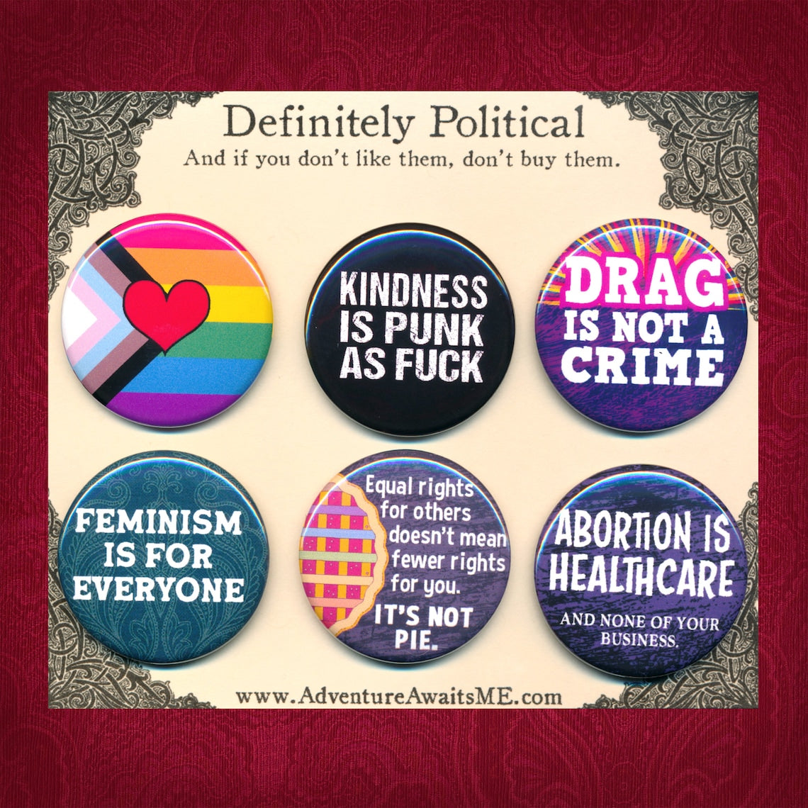 Definitely Political Button Pin Set by Adventure Awaits