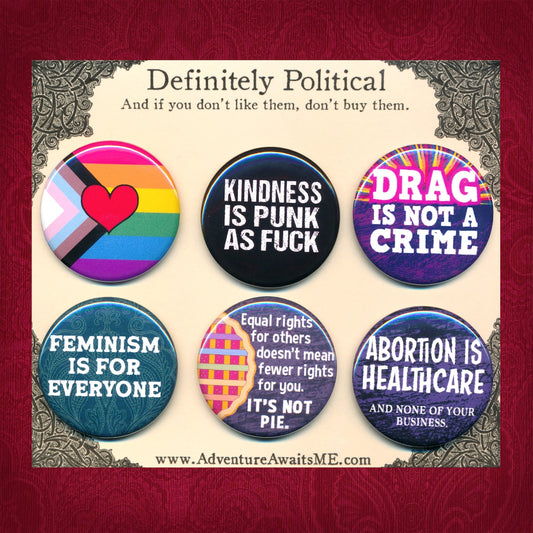 Definitely Political Button Pin Set by Adventure Awaits