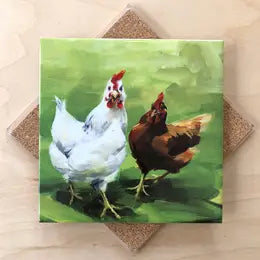 Two Hens Trivet by Art by Alyssa