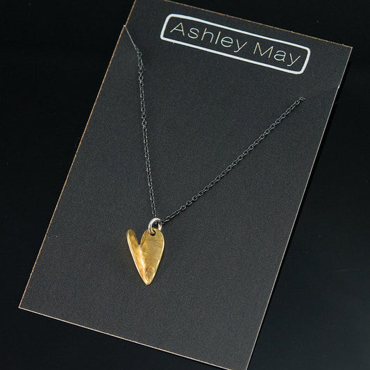 Heart Necklace in Brass by Ashley May Jewelry