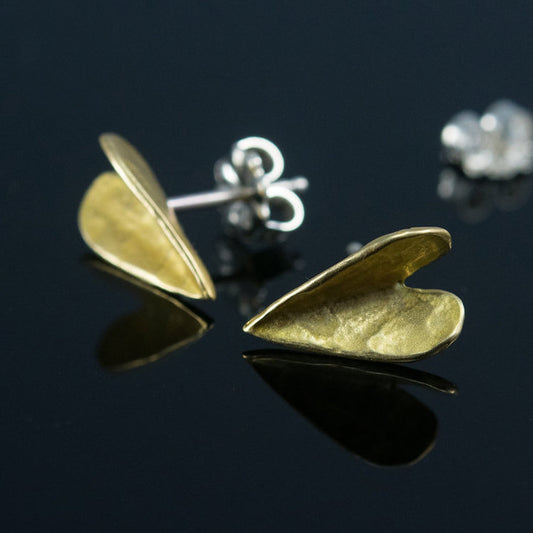 Heart Post Earrings in Brass by Ashley May Jewelry