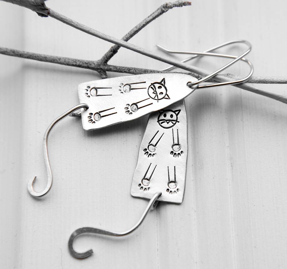 Frisky Kitty Sterling Silver Earrings by Sprig & Sparrow Jewelry