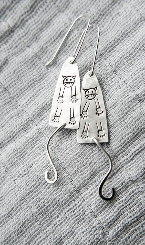 Frisky Kitty Sterling Silver Earrings by Sprig & Sparrow Jewelry