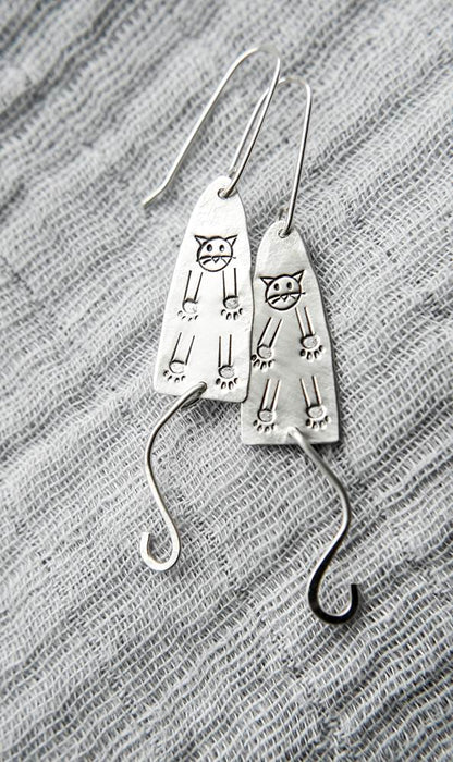 Frisky Kitty Sterling Silver Earrings by Sprig & Sparrow Jewelry
