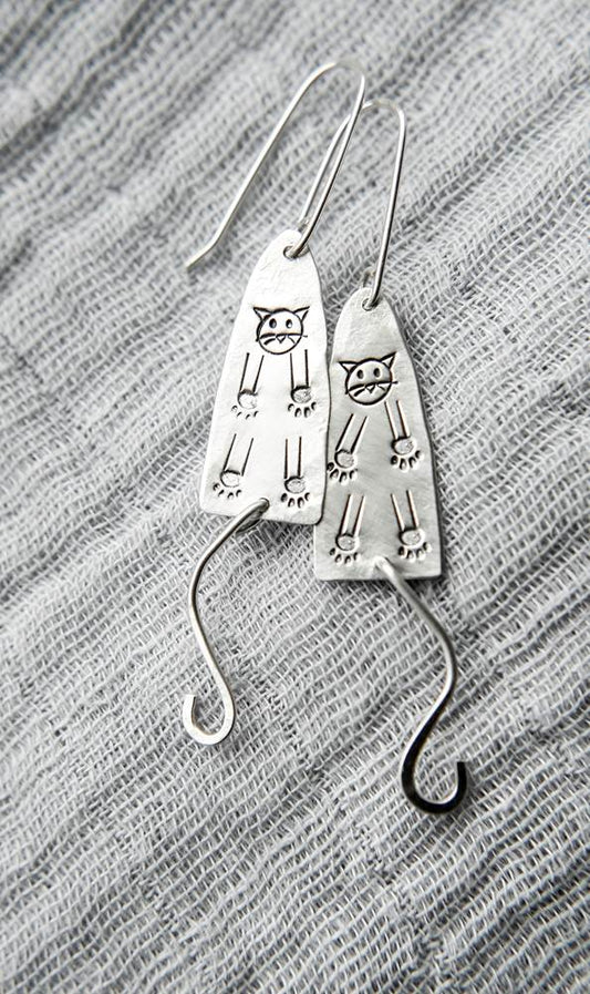 Frisky Kitty Sterling Silver Earrings by Sprig & Sparrow Jewelry