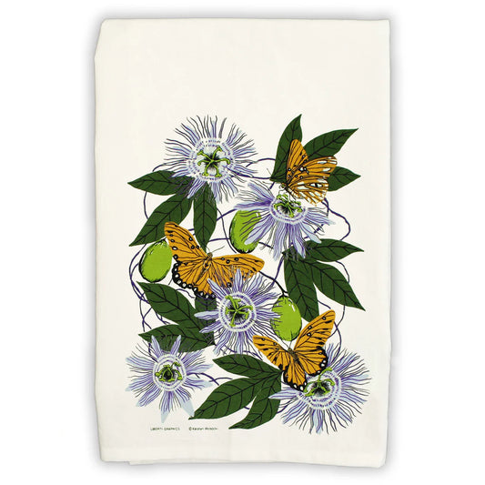 Passionflower - Flour Sack Tea Towel by Liberty Graphics - Maine Yarn & Fiber Supply