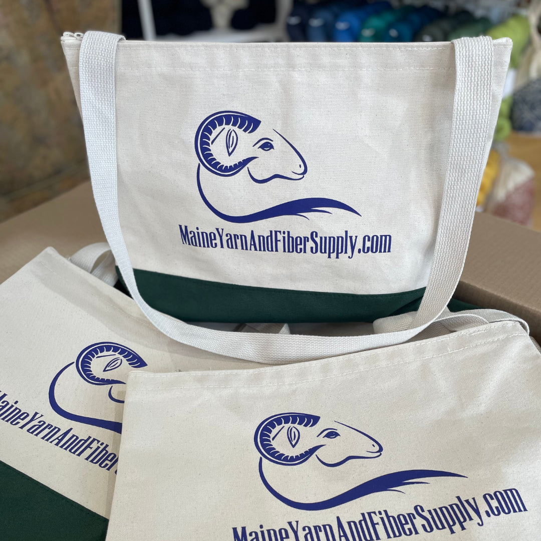 Maine Yarn & Fiber Supply's Crossbody Canvas Flat Bottom Project Bag! - Maine Yarn & Fiber Supply