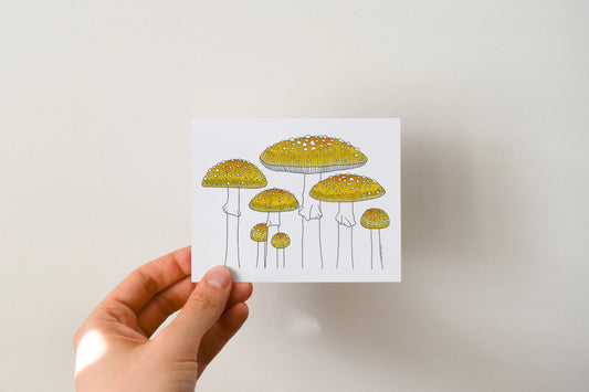 Mushrooms - Greeting Card by 3 Legged Dog Ink