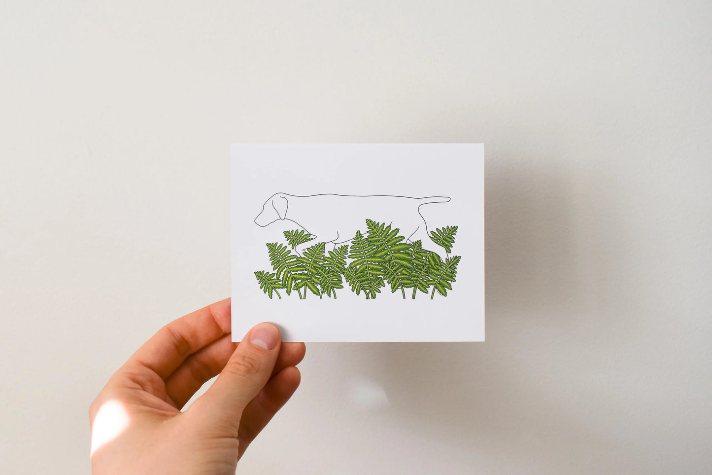 Dog in Ferns - Greeting Card by 3 Legged Dog Ink