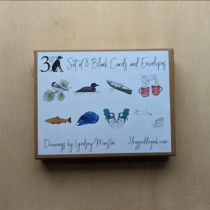 Maine Camp - Boxed Set of 8 Greeting Cards by 3 Legged Dog Ink