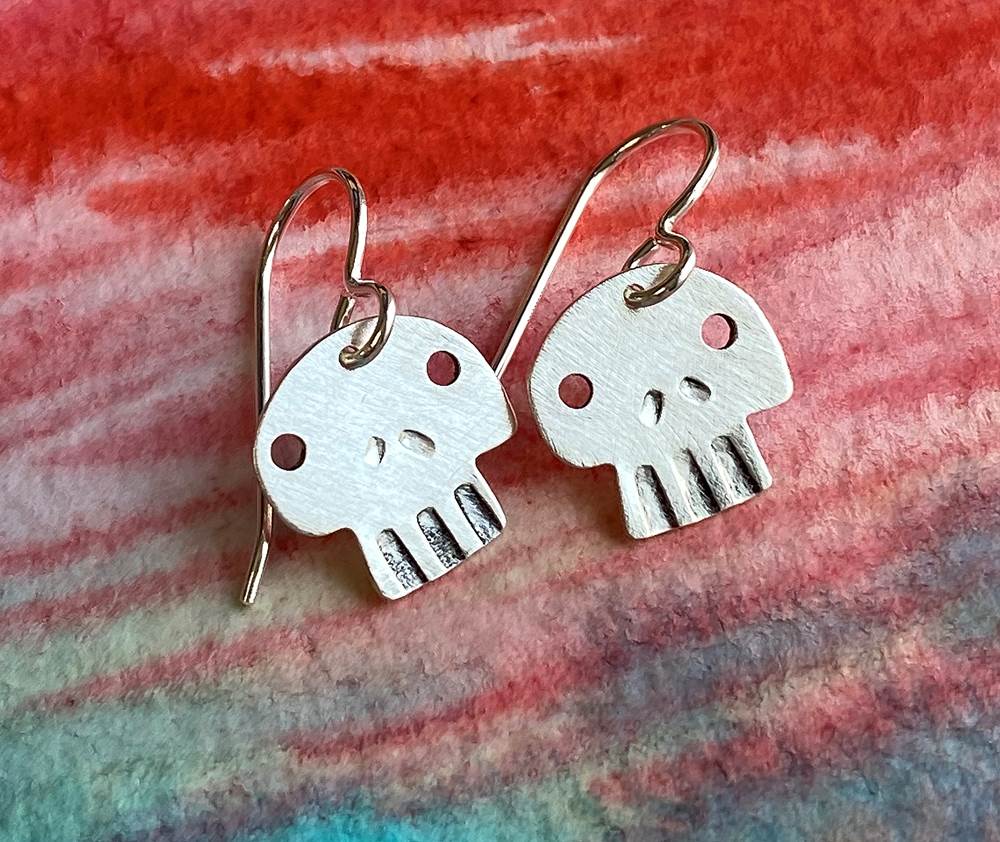 Numb Skull Sterling Silver Earrings by Sprig & Sparrow Jewelry