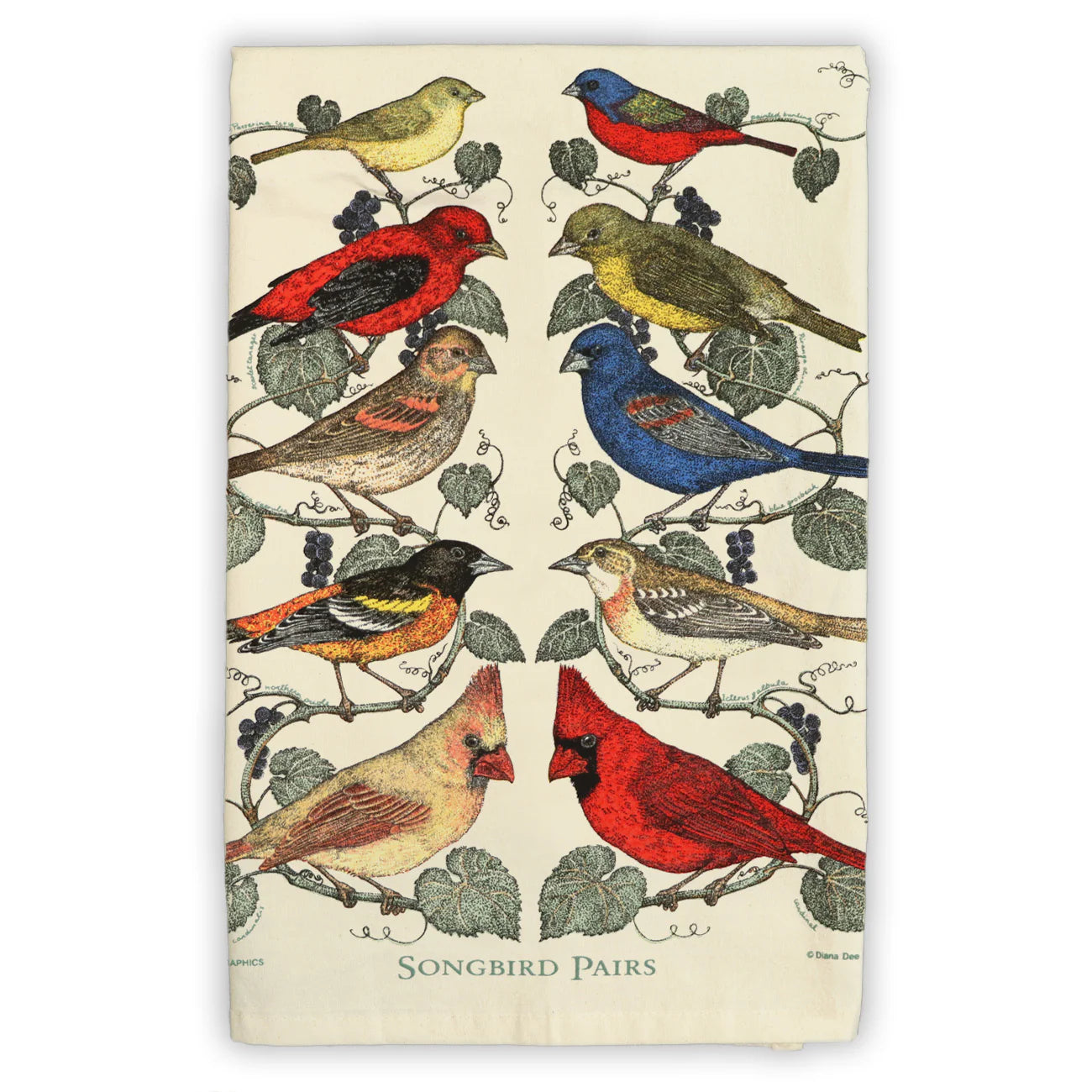 Songbird Pairs - Flour Sack Tea Towel by Liberty Graphics