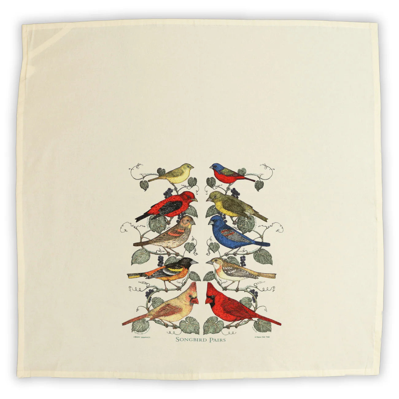 Songbird Pairs - Flour Sack Tea Towel by Liberty Graphics