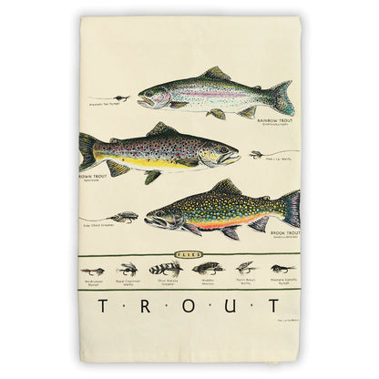 Trout & Flies - Flour Sack Tea Towel by Liberty Graphics
