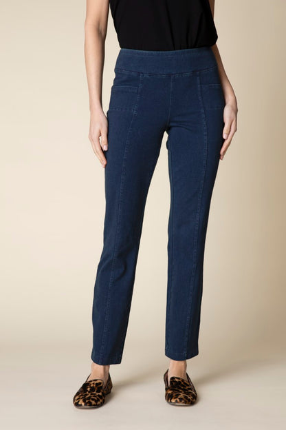 Stonewash Denim Cotton Knit Seamed Pocket Pant by Habitat Clothing