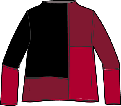 Yin Yang Funnel Neck Pullover in Ruby by Habitat Clothing