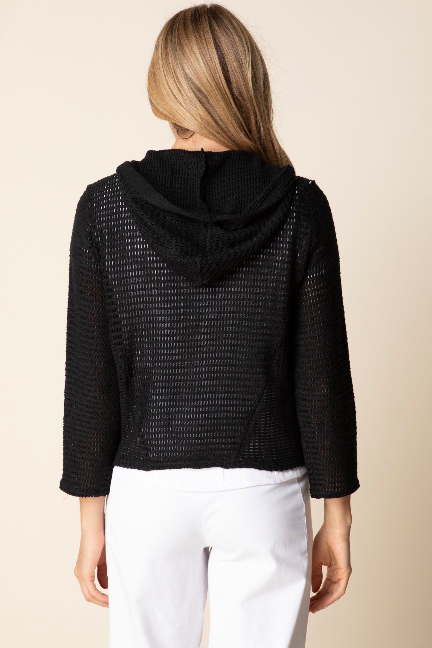 Summer Breeze Cardigan with Hood in Black by Habitat Clothing - Maine Yarn & Fiber Supply