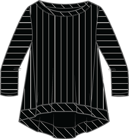 Core Travel Knit Stripe Pleat Back Tunic in Black by Habitat Clothing