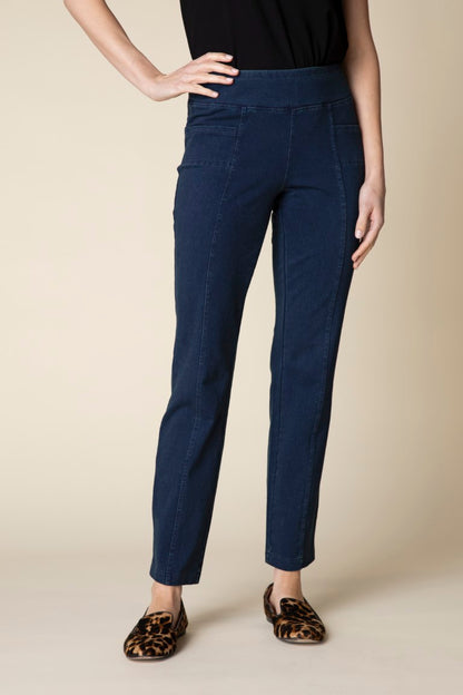 Stonewash Denim Cotton Knit Seamed Pocket Pant by Habitat Clothing