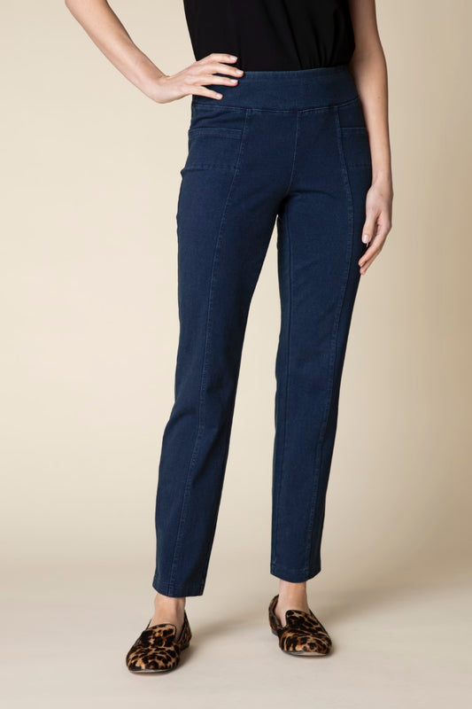 Stonewash Denim Cotton Knit Seamed Pocket Pant by Habitat Clothing