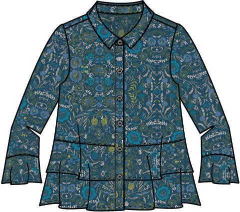 AAAAAA Rayon Crepe Garden Flounce Shirt in Lagoon by Habitat Clothing - Maine Yarn & Fiber Supply