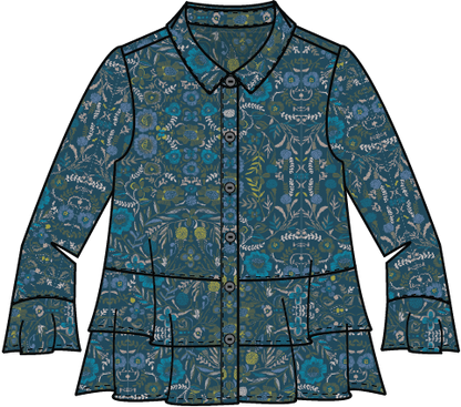 AAAAAA Rayon Crepe Garden Flounce Shirt in Lagoon by Habitat Clothing - Maine Yarn & Fiber Supply
