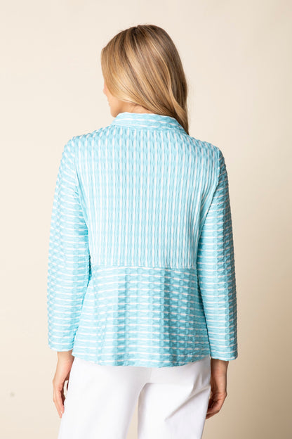 2026 Newport Knit Downtown Jacket in Topaz by Habitat Clothing - Maine Yarn & Fiber Supply
