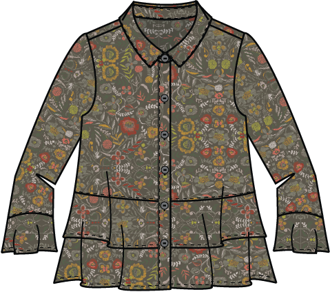 AAAAAA Rayon Crepe Garden Flounce Shirt in Olive by Habitat Clothing - Maine Yarn & Fiber Supply