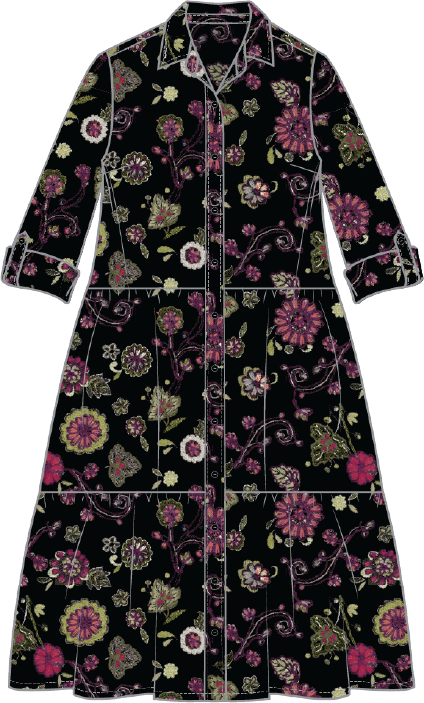 2026 Crinkle Cotton Floral Lanai Dress in Black by Habitat Clothing - Maine Yarn & Fiber Supply